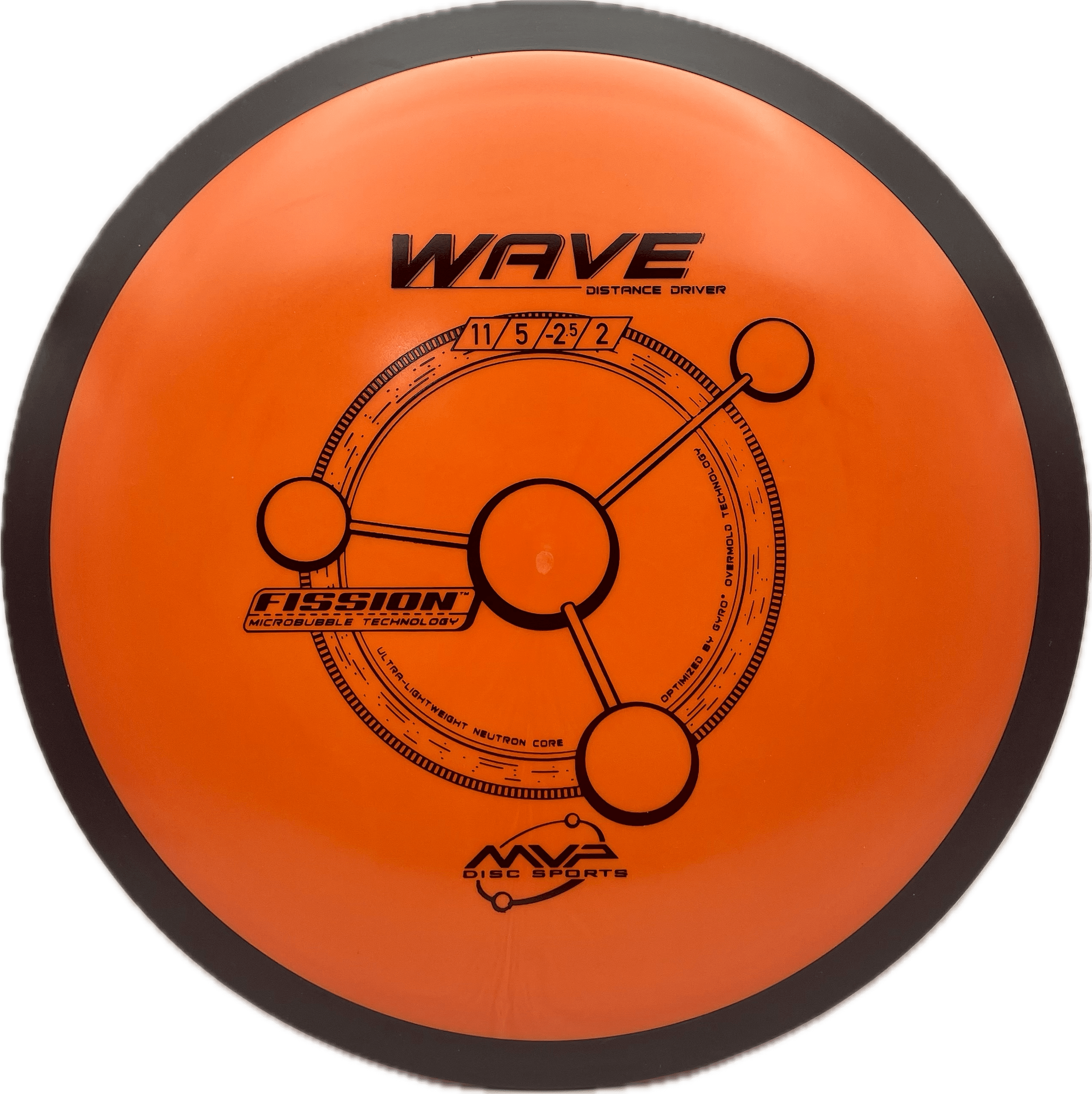 Overthrow Disc Golf Disc MVP Wave, Fission, 169, Orange, Stock