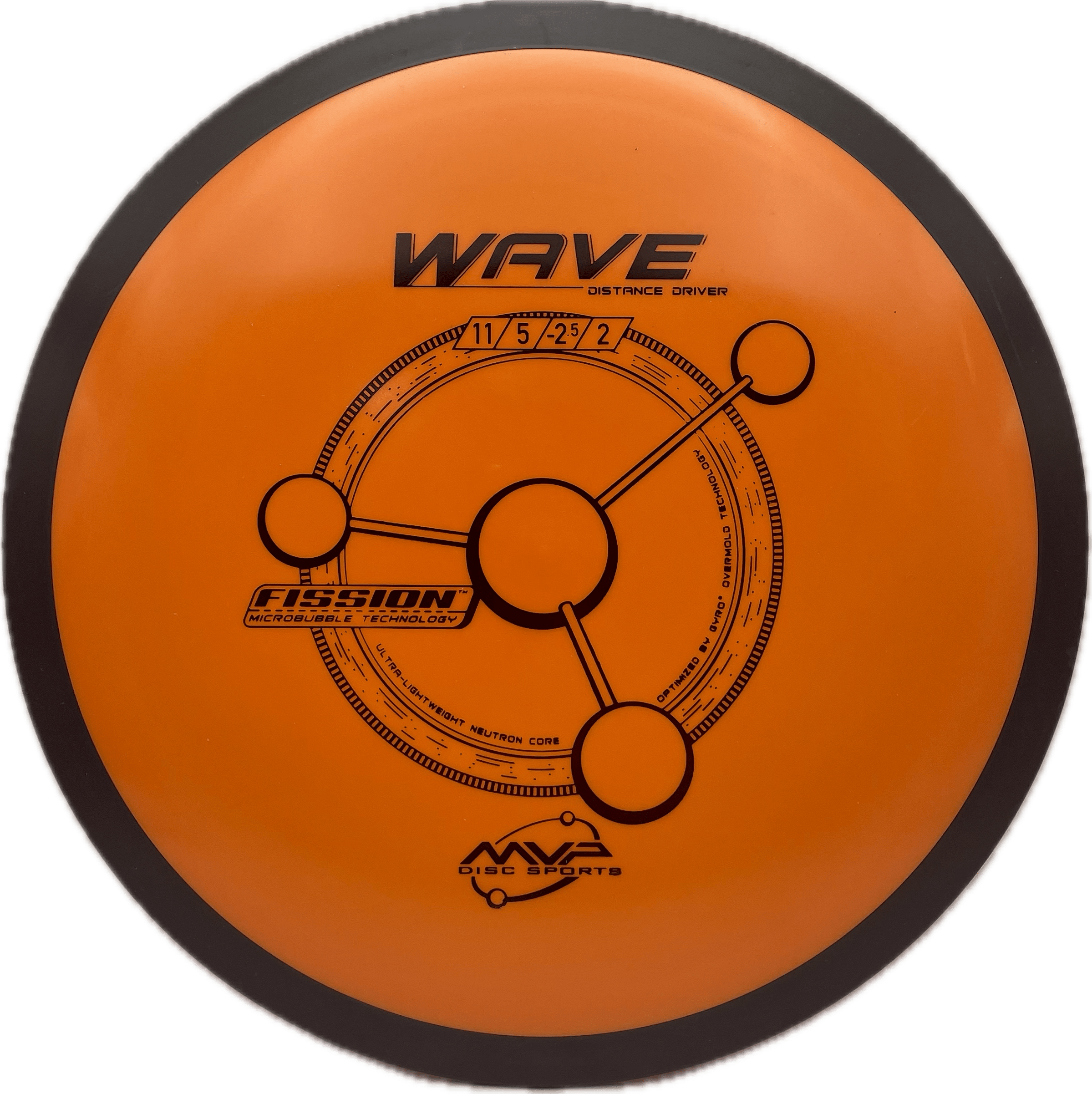 Overthrow Disc Golf Disc MVP Wave, Fission, 174, Orange, Stock