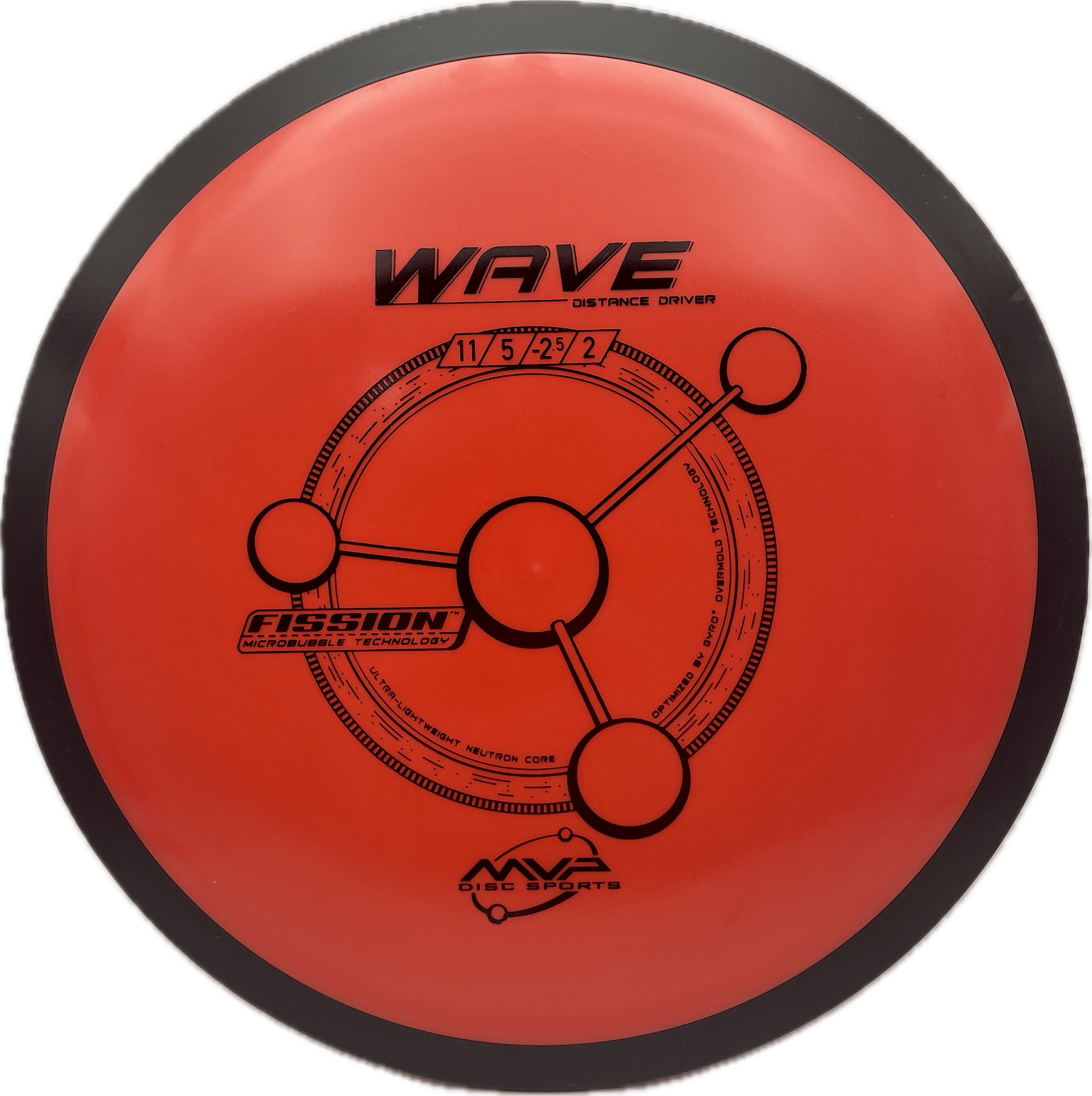Overthrow Disc Golf Disc MVP Wave, Fission, 174, Red, Stock
