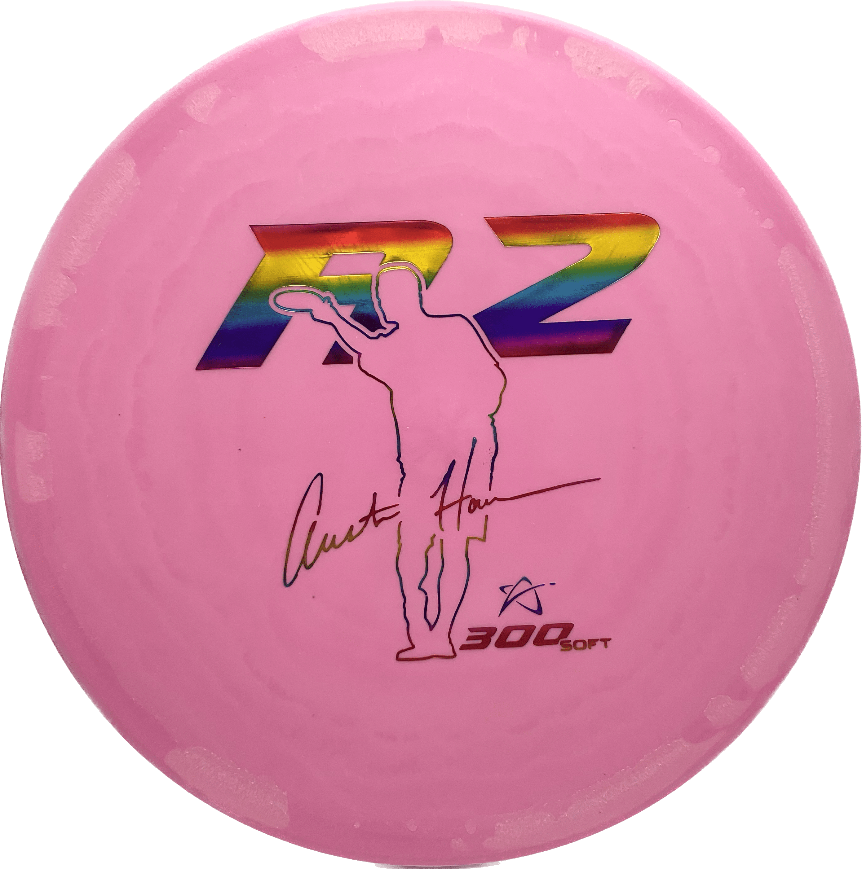 Overthrow Disc Golf Disc 300 Soft - 170-175 -  Pink - Rainbow Wave Prodigy A2