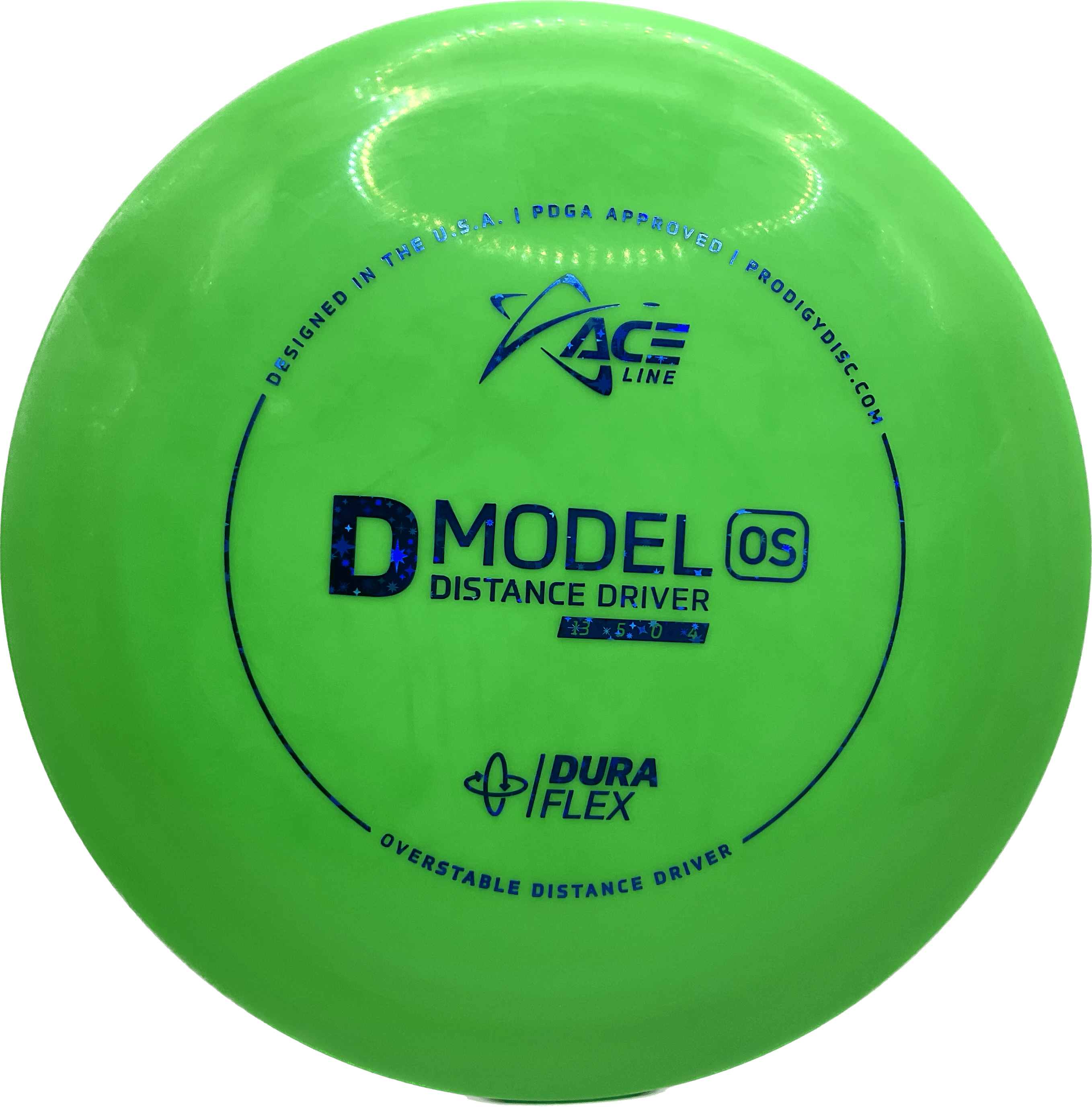 Overthrow Disc Golf Disc Prodigy D Model OS, DuraFlex, 170-175, Green, Blue Stars