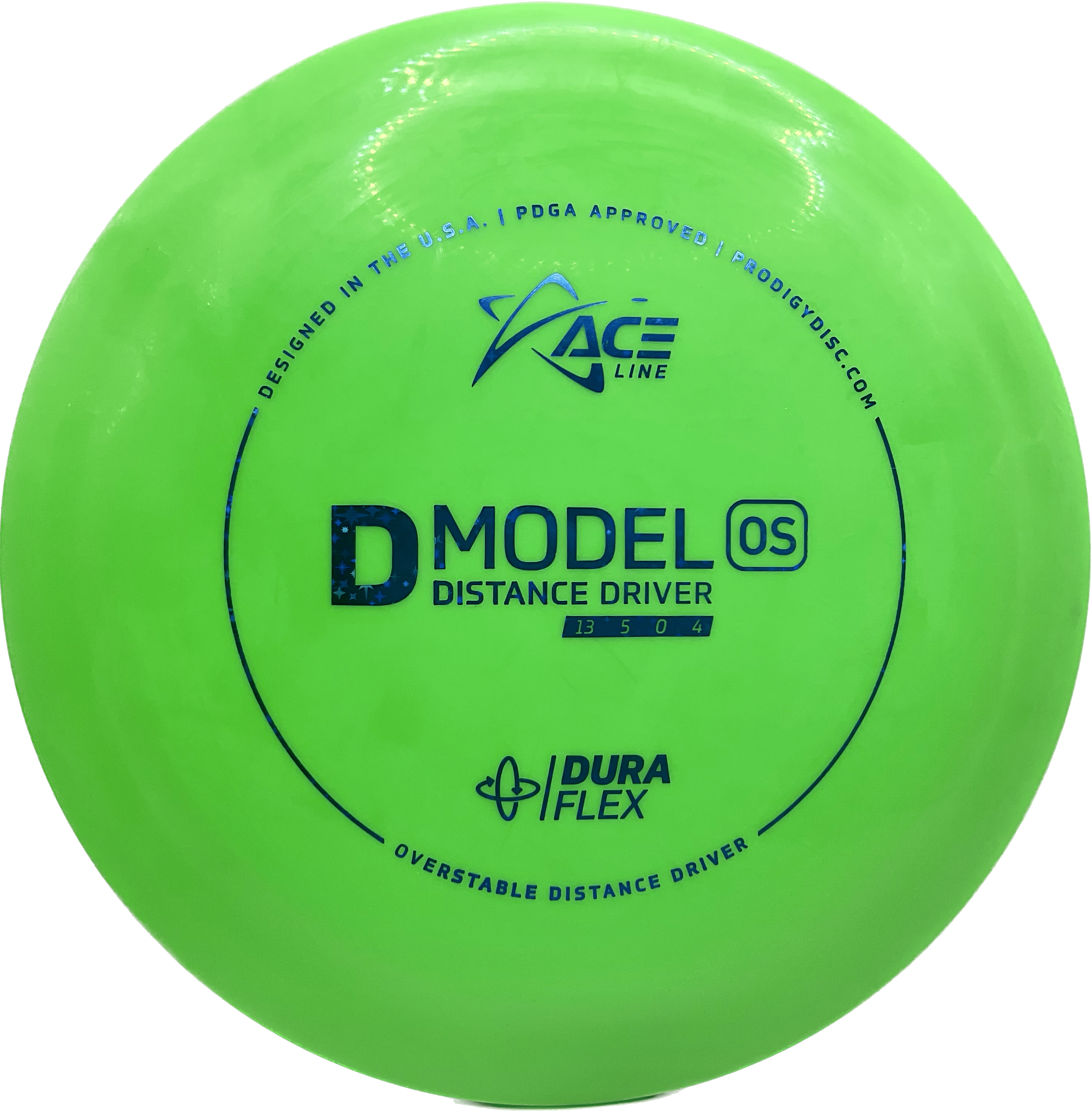 Overthrow Disc Golf Disc Prodigy D Model OS, DuraFlex Glow, 170-175, Green, Blue Stars