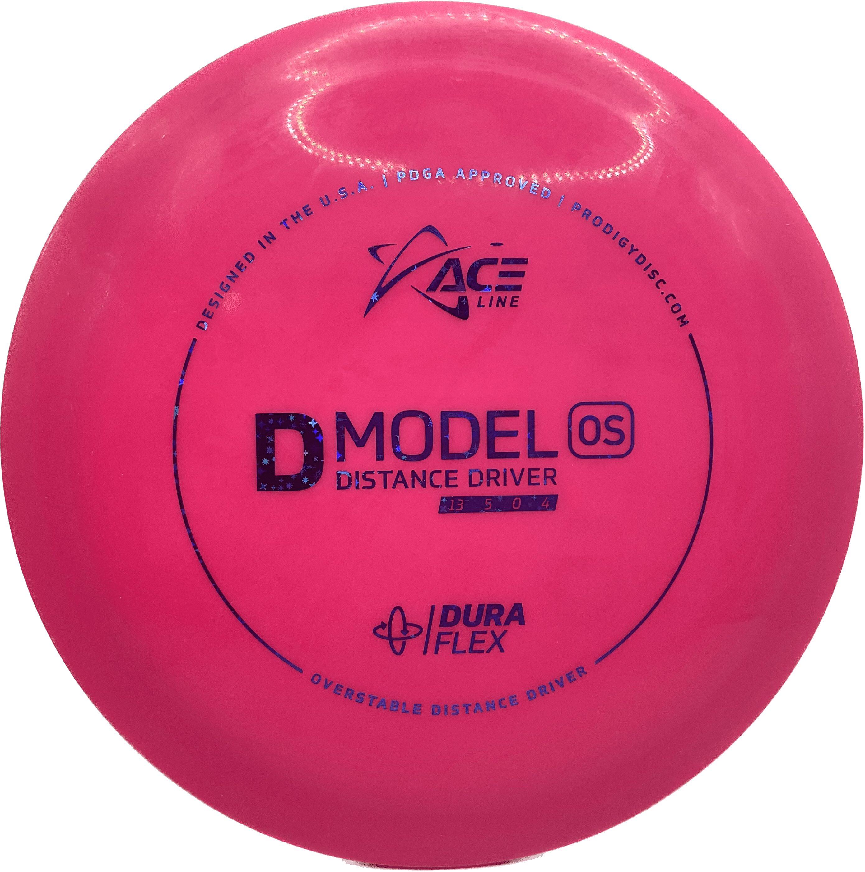 Overthrow Disc Golf Disc Prodigy D Model OS, DuraFlex Glow, 170-175, Pink, Blue Stars