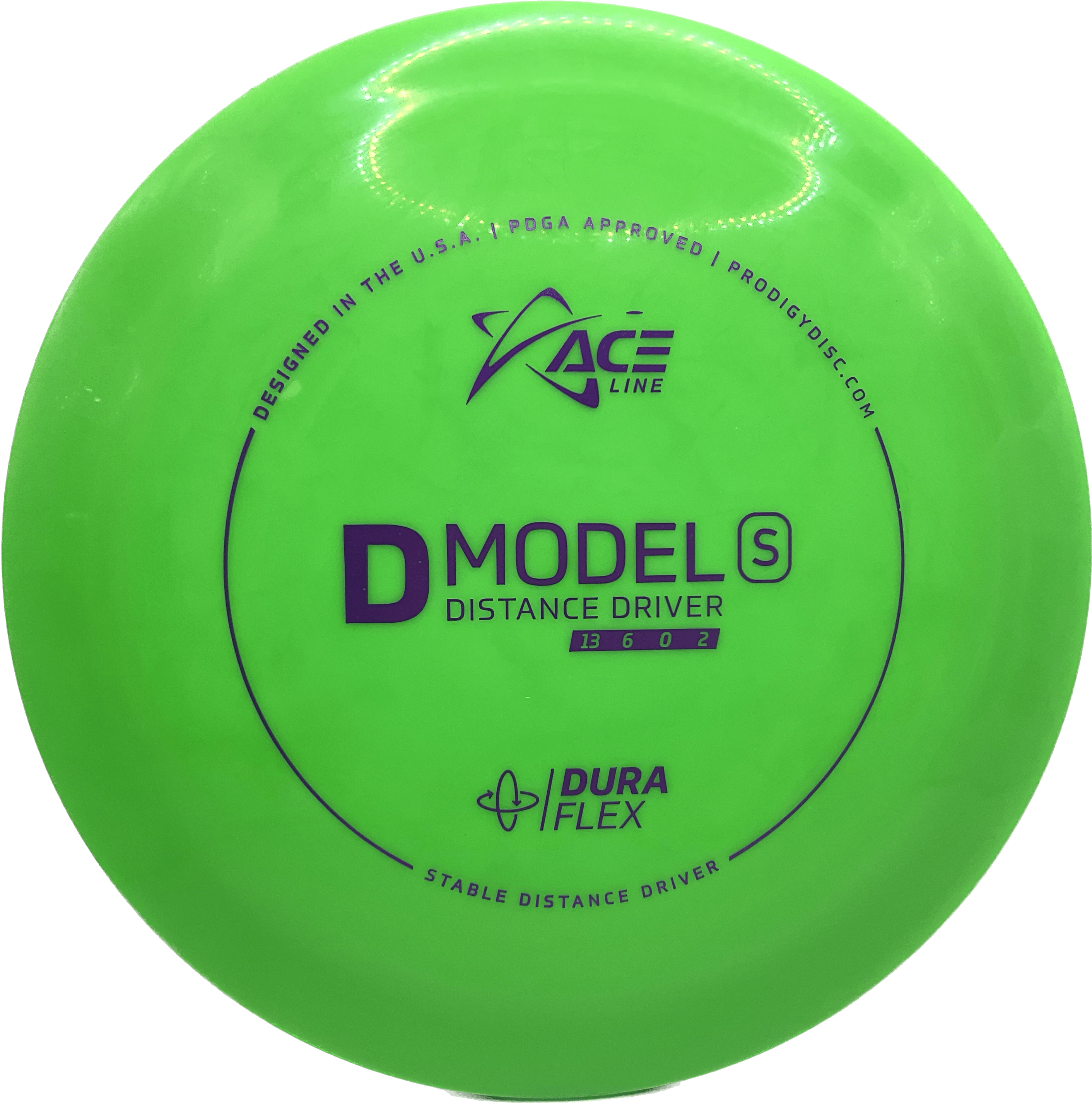 Overthrow Disc Golf Disc Prodigy D Model S, DuraFlex, 170-175, Green, Purple Matte