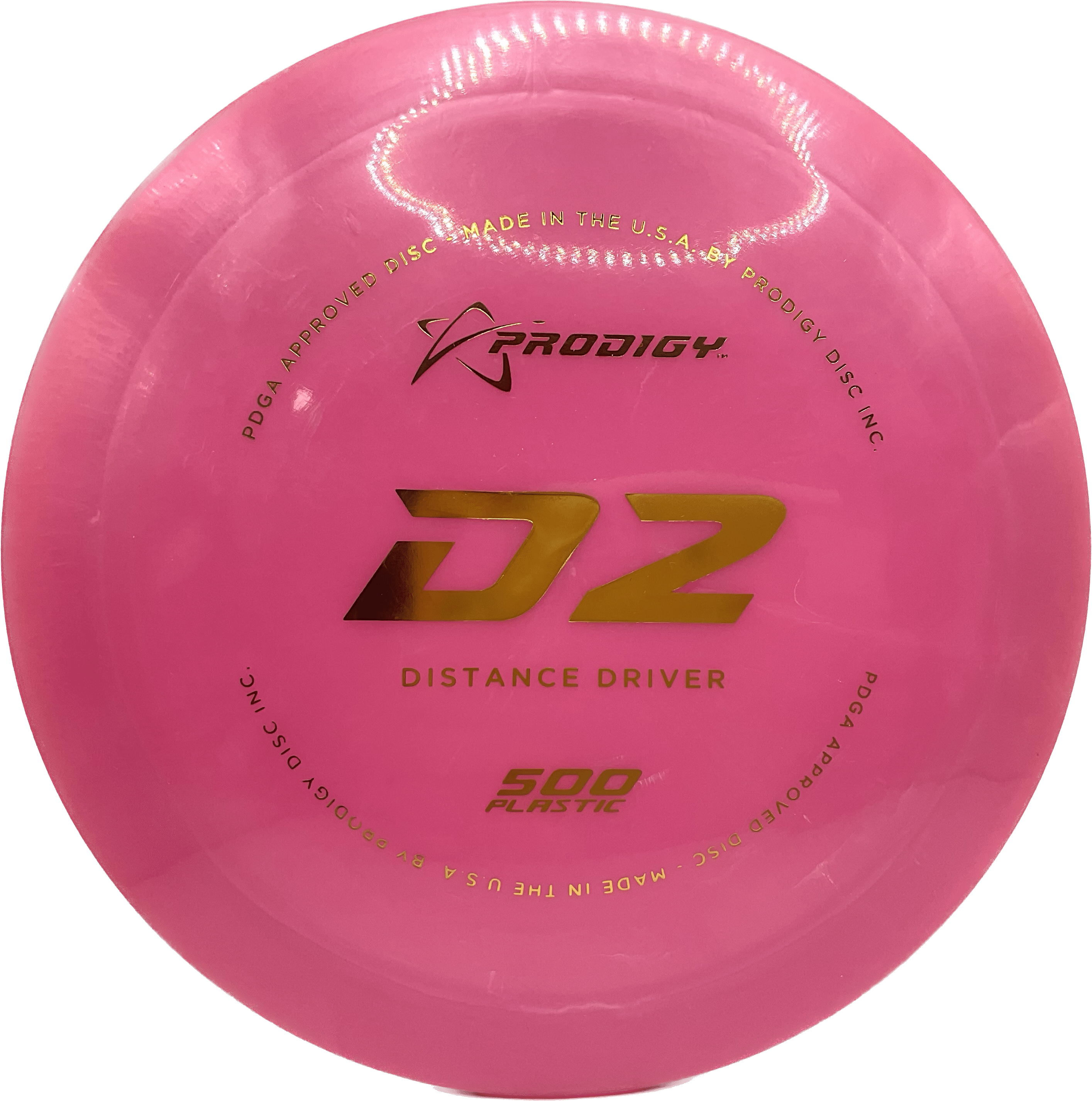 Overthrow Disc Golf Disc Prodigy D2, 500, 170-175, Pink, Gold Metallic