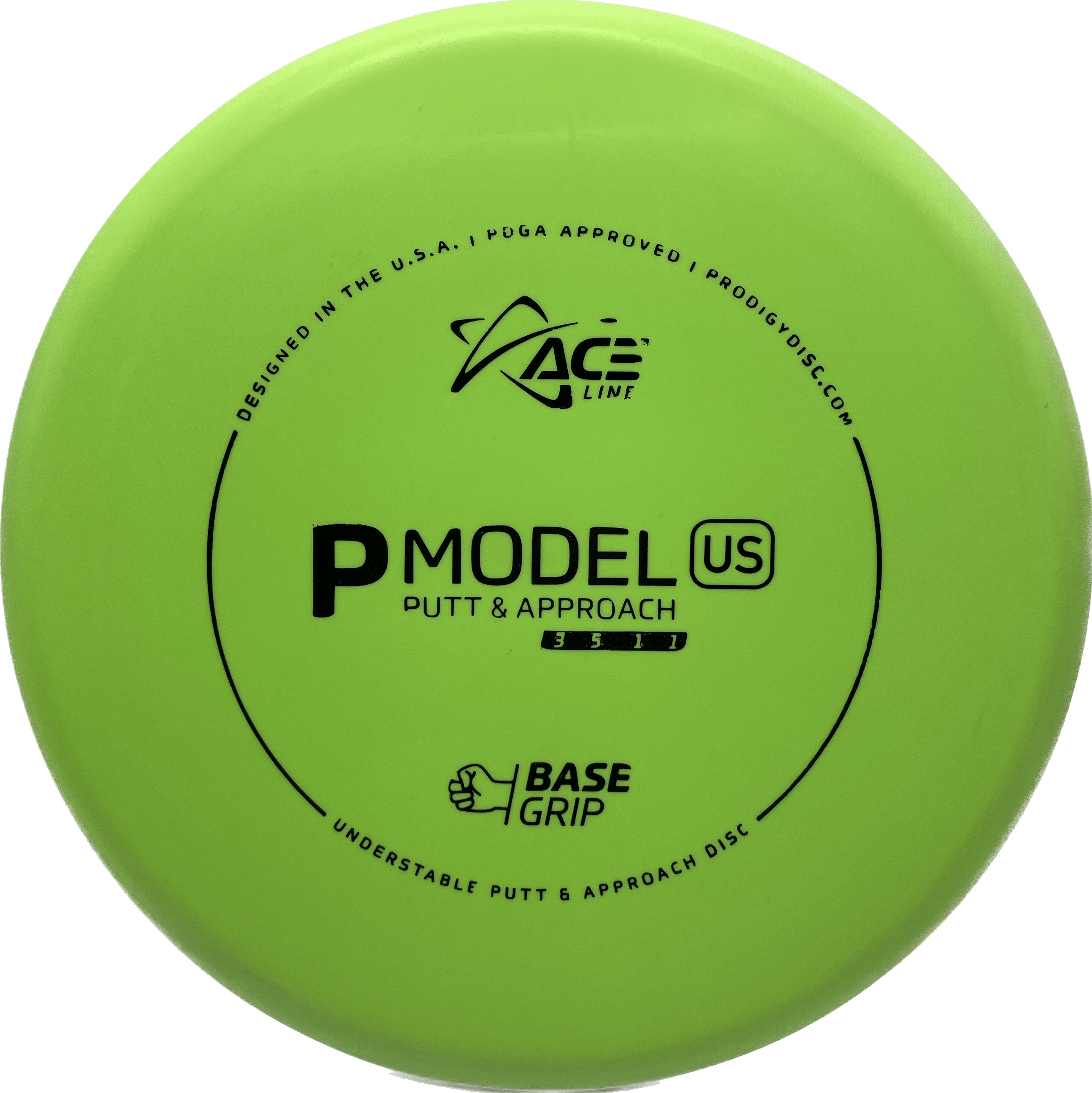 Overthrow Disc Golf Disc Prodigy P Model US, Base Grip, 170-175, Lime Green, Black Matte