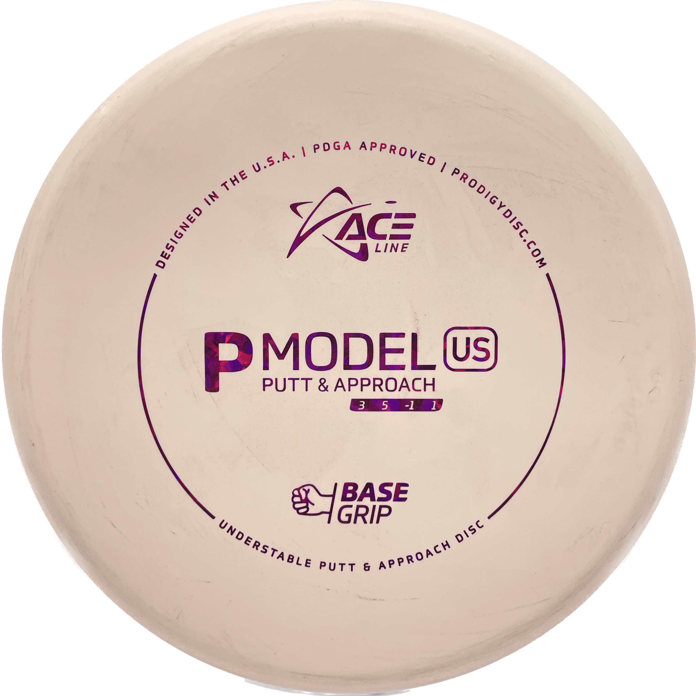 Overthrow Disc Golf Disc Prodigy P Model US, Base Grip, 170-175, White, Purple Shatter