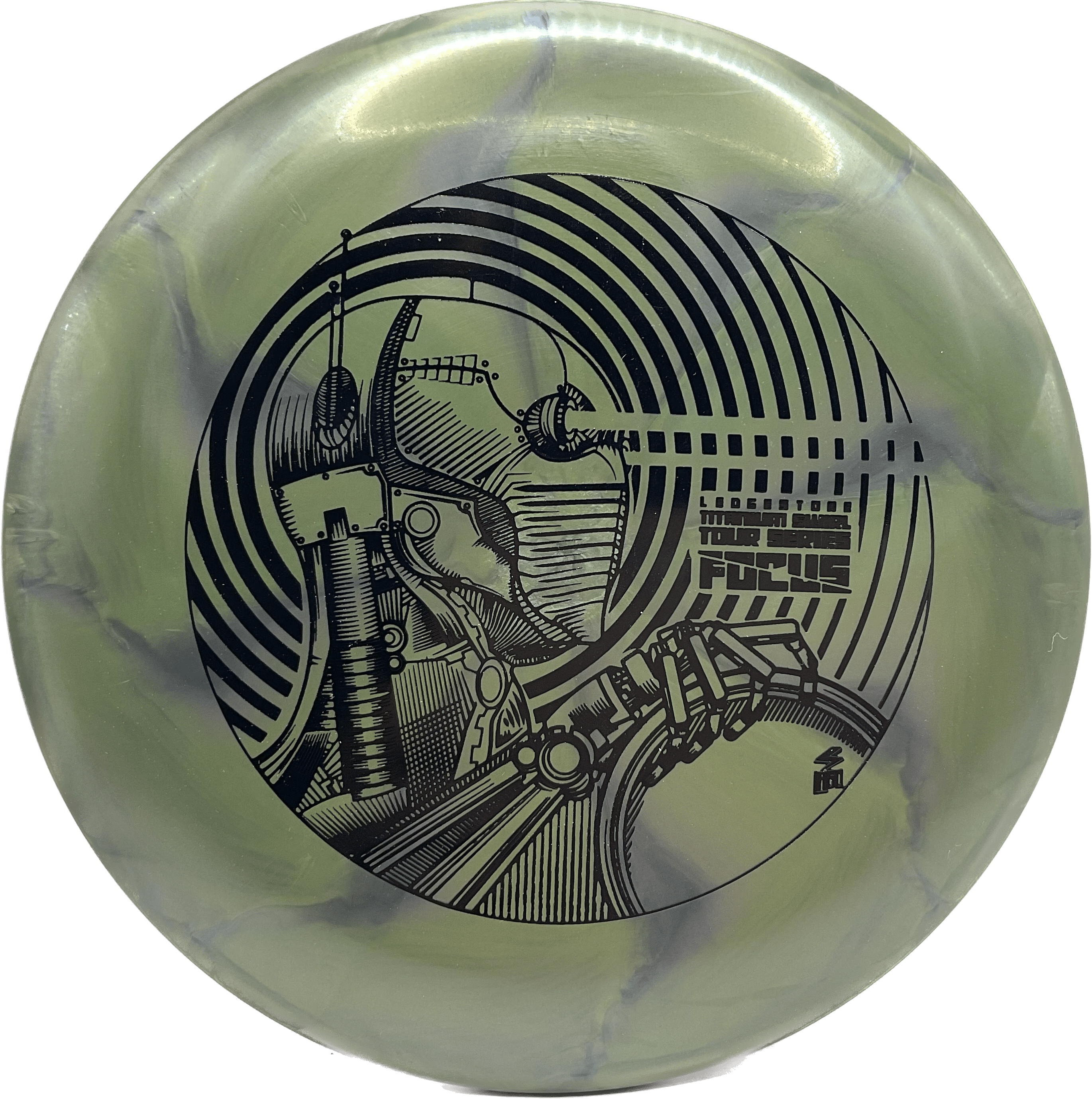 Overthrow Disc Golf Disc Ti Swirl - 173-174 - Green Swirl - Black Matte