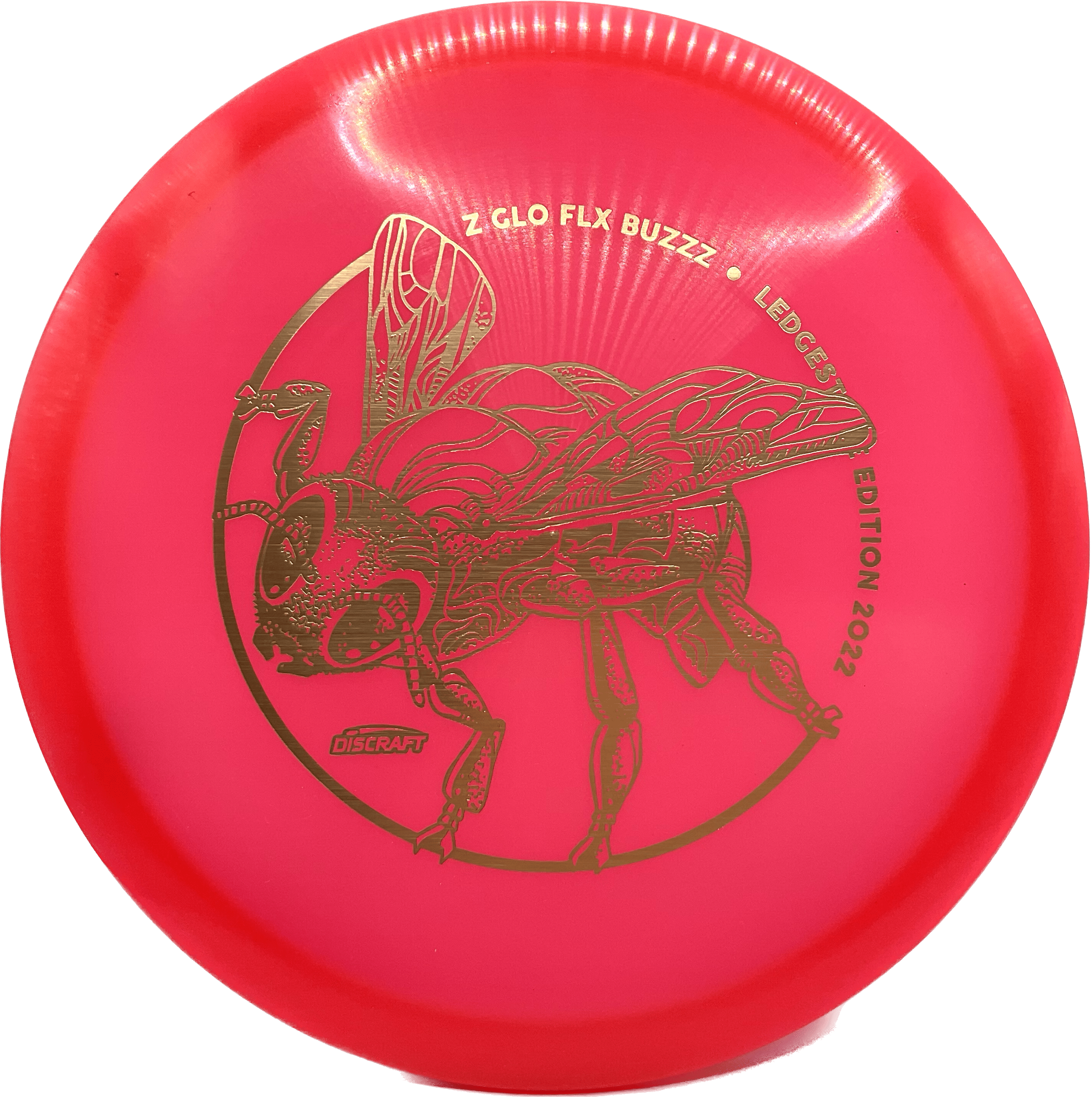 Overthrow Disc Golf Disc Z Glo Flx - 177+ - Pinkish Red - Brushed Gold