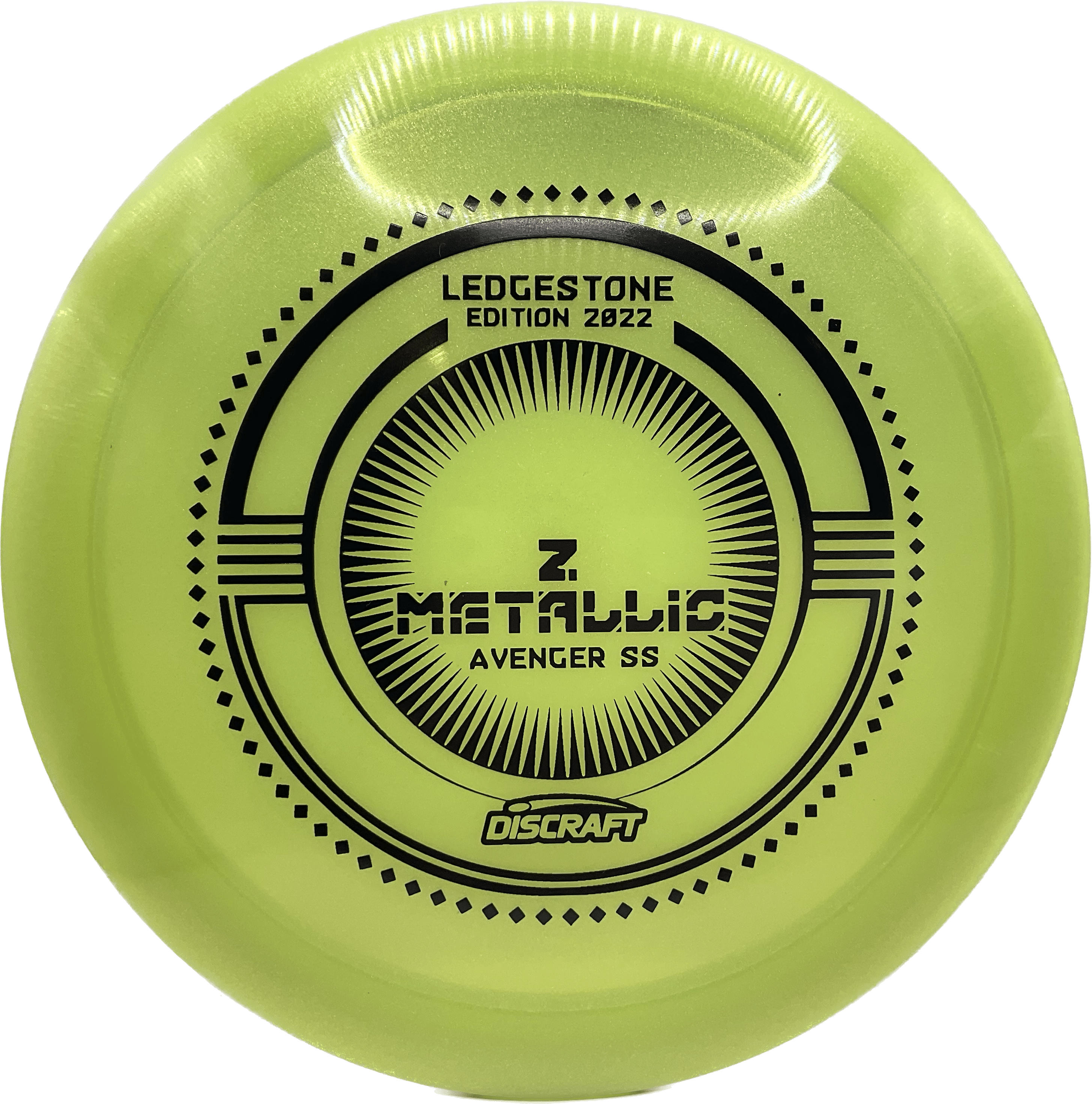 Overthrow Disc Golf Disc Z Metallic - 173-174 - Lemon-Lime Green - Black Matte